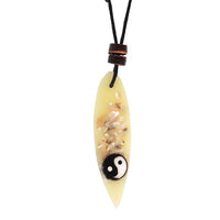 Cargar imagen en el visor de la galería, Surferkette Muschel Splitter Holz Resin Baumwolle verstellbar Yin Yang bunt - chic-net.de

