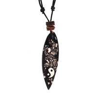 Cargar imagen en el visor de la galería, Surferkette Muschel Splitter Holz Resin Baumwolle verstellbar Yin Yang bunt - chic-net.de
