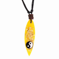 Cargar imagen en el visor de la galería, Surferkette Muschel Splitter Holz Resin Baumwolle verstellbar Yin Yang bunt - chic-net.de
