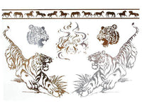 Cargar imagen en el visor de la galería, Tattoo golden silbern temporär Motivbogen Klebetattoos Tiger Löwe Pferd Schmuck Tattoos - chic-net.de

