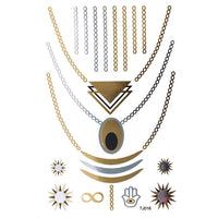 Load image into Gallery viewer, Tattoo Motivbogen golden silbern schwarz temporär Ketten Khamsa Sonne Klebetattoos Tattoos - chic-net.de
