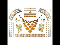 Load image into Gallery viewer, Tattoo Motivbogen golden silbern temporär Kette Schmetterling Klebetattoos Schmuck Tattoos - chic-net.de
