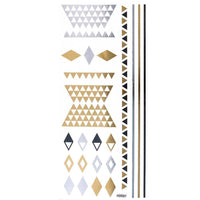 Load image into Gallery viewer, Tattoo Motivbogen golden silbern temporär Klebetattoos Dreieck Raute Schmuck Tattoos - chic-net.de
