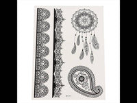 Cargar imagen en el visor de la galería, Tattoo schwarz spitze Armbänder Traumfänger Schnörkel 4 Tattoos 1 Bogen - chic-net.de
