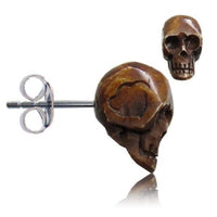 Cargar imagen en el visor de la galería, Totenkopf Stein Ohrstecker marmoriert braun Edelstahl Chirurgenstahl Unisex Schmuck Ohrringe - chic-net.de
