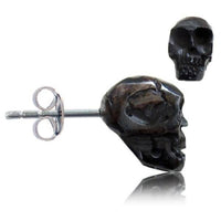 Load image into Gallery viewer, Totenkopf Stein Ohrstecker schwarz Edelstahl Chirurgenstahl Unisex Schmuck Ohrringe - chic-net.de
