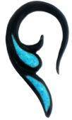 Cargar imagen en el visor de la galería, Tribal Buffalo Horn Piercing schwarz mini Hookspirale türkis Inlay handgeschnitzt 4mm Plug Expander - chic-net.de
