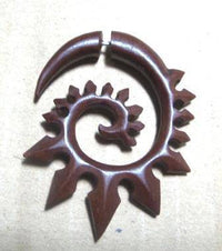 Load image into Gallery viewer, Tribal Fake Piercing Spirale Zacken Holz Edelstahl - chic-net.de

