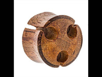 Load image into Gallery viewer, Tribal Holz Plug rund drei Löcher Tunnel handgeschnitzt Sonoholz Teakholz Expander Unisex - chic-net.de
