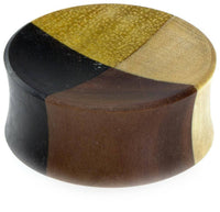 Load image into Gallery viewer, Tribal Holz Plug vier Farben Viertel laminiert Holzplug handgeschnitzt Tunnel Ohrstecker Expander - chic-net.de
