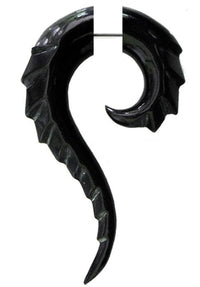 Cargar imagen en el visor de la galería, Tribal Horn Fake Piercing Thai Spirale Schuppenrücken schwarz Buffalo 6 mm Edelstahl Ohrring - chic-net.de
