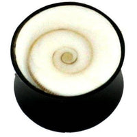 Load image into Gallery viewer, Tribal Horn Plug Shiva Auge Shivaauge Organic Plugs Piercing Ohrstecker Unisex schwarz Tunnel Expander - chic-net.de
