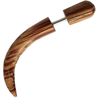 Load image into Gallery viewer, Tribal Ohrring Fake Spike gebogen 5 mm hellbraun Edelstahl Piercing Expander Palmenholz Ohrstecker - chic-net.de
