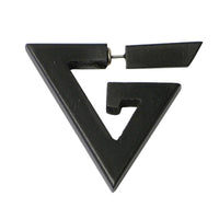 Load image into Gallery viewer, Tribal Ohrring Sono Holz groß dreieckig Spirale schwarz Fake Piercing Edelstahlbügel 1 mm - chic-net.de
