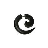 Load image into Gallery viewer, Tribal Ohrring Sono Holz klein Spirale schwarz Edelstahlbügel Fake Piercing Organic 1 mm - chic-net.de
