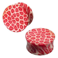 Load image into Gallery viewer, Tribal Plug Korallenplug Harz Koralle rot weiß 10mm Ø Unisex Tunnel Ohrhänger Ohrring Ohrstecker - chic-net.de
