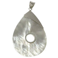 Load image into Gallery viewer, tropfenförmiger Perlmutt-Anhänger, Damenanhänger mit 925er Sterlingsilber verziert und Loch in seiner Mitte - chic-net.de
