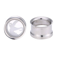 Load image into Gallery viewer, Tunnel Plug Edelstahl Schraubplug silber Farben Motiv Friedenstaube Taube weiß - chic-net.de
