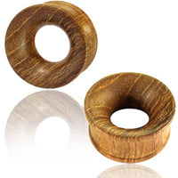 Load image into Gallery viewer, Tunnel ribbed Teakholz braun gemasert Plug handmade - chic-net.de
