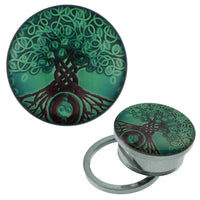 Load image into Gallery viewer, Tunnel Schraub Plug Baum des Lebens Edelstahl Acryl Yin Yang Expander Piercing Chirurgenstahl - chic-net.de
