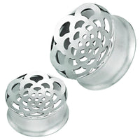 Cargar imagen en el visor de la galería, Tunnel silbern Edelstahl Plug Bögen Blume Piercing - chic-net.de

