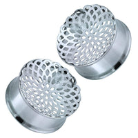 Load image into Gallery viewer, Tunnel silbern Edelstahl Plug Dalie Blume Piercing - chic-net.de
