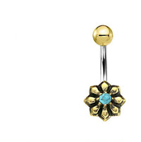 Cargar imagen en el visor de la galería, Bauchnabel Piercing Brass Edelstahl Sternblume Stein - chic-net.de
