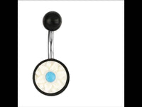 Cargar imagen en el visor de la galería, Bauchnabel Piercing Edelstahl Arangholz Bone Blume - chic-net.de
