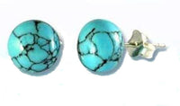 Load image into Gallery viewer, Türkis Ohrstecker Muster rund konvex 925er Sterling Silber Damen Schmuck Ohrringe - chic-net.de
