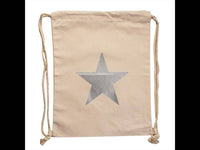 Load image into Gallery viewer, Turnbeutel Rucksack Canvas Stern weiß silbern golden verstellbar Kordel 34x42 cm - chic-net.de
