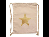 Load image into Gallery viewer, Turnbeutel Rucksack Canvas Stern weiß silbern golden verstellbar Kordel 34x42 cm - chic-net.de
