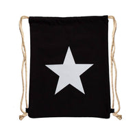 Load image into Gallery viewer, Turnbeutel Rucksack Canvas Stern weiß silbern golden verstellbar Kordel 34x42 cm - chic-net.de
