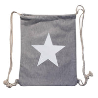 Load image into Gallery viewer, Turnbeutel Rucksack Canvas Stern weiß silbern golden verstellbar Kordel 34x42 cm - chic-net.de
