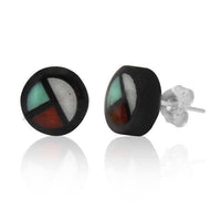 Load image into Gallery viewer, Unisex Kokosnuss Ohrstecker weiß grün rot Holz Perlmutt Muschel Silberohrringe 925er Silber - chic-net.de
