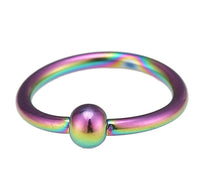 Load image into Gallery viewer, Unisex Septum Piercing Nasenringe Regenbogenfarben mit Kugel 10 mm Edelstahl - chic-net.de
