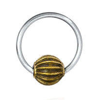 Load image into Gallery viewer, Universal Piercing Kugel Ring Edelstahl Brass Streifen - chic-net.de
