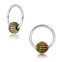 Load image into Gallery viewer, Universal Piercing Kugel Ring Edelstahl Brass Streifen - chic-net.de
