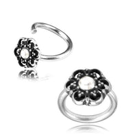 Load image into Gallery viewer, Universal Piercing Ring 925 Silber 1.2mm Kristall Blume - chic-net.de

