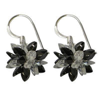 Cargar imagen en el visor de la galería, Zirkonia Ohrringe Seeigel Glitzer Kristalle schwarz weiß 925 Sterling Silber - chic-net.de
