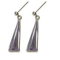 Cargar imagen en el visor de la galería, Zirkonia Silber Ohrstecker Dreieck facettiert lang 925 Sterling lila weiß Glitzer - chic-net.de
