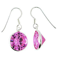Load image into Gallery viewer, Zirkonia Silberohrhänger 12mmØ rosa pink 925er Sterling Silber Ohrringe - chic-net.de

