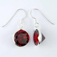 Cargar imagen en el visor de la galería, Zirkonia Silberohrhänger 12mmØ rot 925er Sterling Silber Ohrringe - chic-net.de

