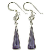 Cargar imagen en el visor de la galería, Zirkonia Stein Dreieck facettiert Glitzer Ohrringe 925 Sterling Silber lang - chic-net.de
