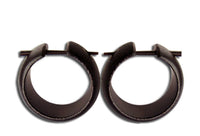 Cargar imagen en el visor de la galería, Holz Pin Creolen handgeschnitzt abgerundet dunkelbraun Horn-Pin Ohrringe 20 mm
