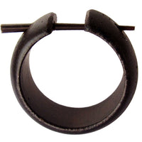 Cargar imagen en el visor de la galería, Holz Pin Creolen handgeschnitzt abgerundet dunkelbraun Horn-Pin Ohrringe 20 mm
