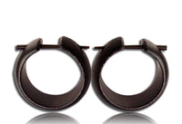 Cargar imagen en el visor de la galería, Holz Pin Creolen handgeschnitzt abgerundet dunkelbraun Horn-Pin Ohrringe 20 mm
