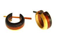 Cargar imagen en el visor de la galería, Creolen Ohrringe Holz Stick Pin 15mm hell rot schwarz
