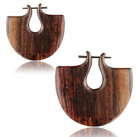 Cargar imagen en el visor de la galería, Pin Creolen Stick Ohrringe Holz Halbkreis 55mm breit
