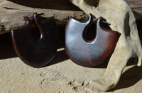 Cargar imagen en el visor de la galería, Pin Creolen Stick Ohrringe Holz Halbkreis 55mm breit
