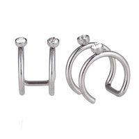 Load image into Gallery viewer, Ear cuffs, Fake Helix Ohrklemme, Edelstahl silbern, zweilagig mit glitzersteinen - chic - net.de
